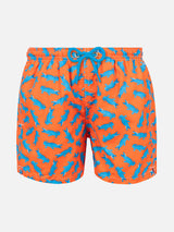 Micro crocodiles  print boy's orange  swimshorts