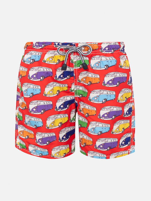 Van print boy light fabric swim shorts