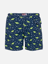 Badeshorts für Jungen aus leichtem Stoff mit UFO-Aufdruck