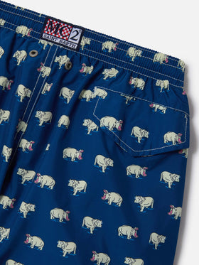 Costume mare Jean Lighting 70 in tessuto leggero con stampa ippopotami