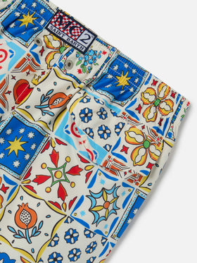 Jean Lighting 70 swim shorts with Maiolica all-over print