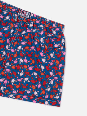 Boy swim shorts with crab print