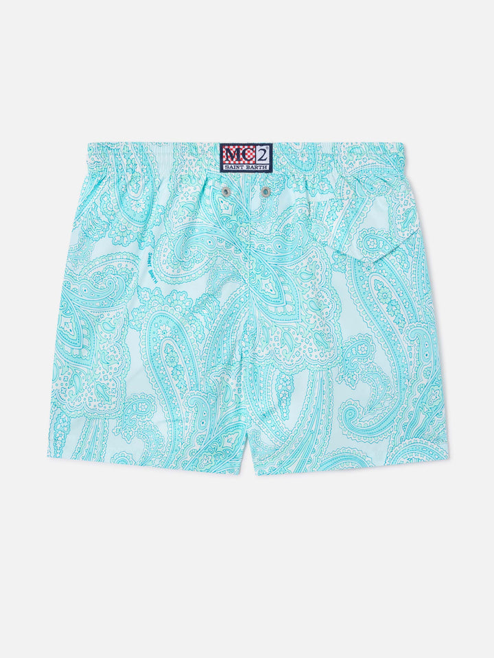 Boy lightweight fabric swim-shorts Jean Lighting 70 with paisley print