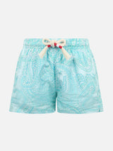 Boy lightweight fabric swim-shorts Jean Lighting 70 with paisley print