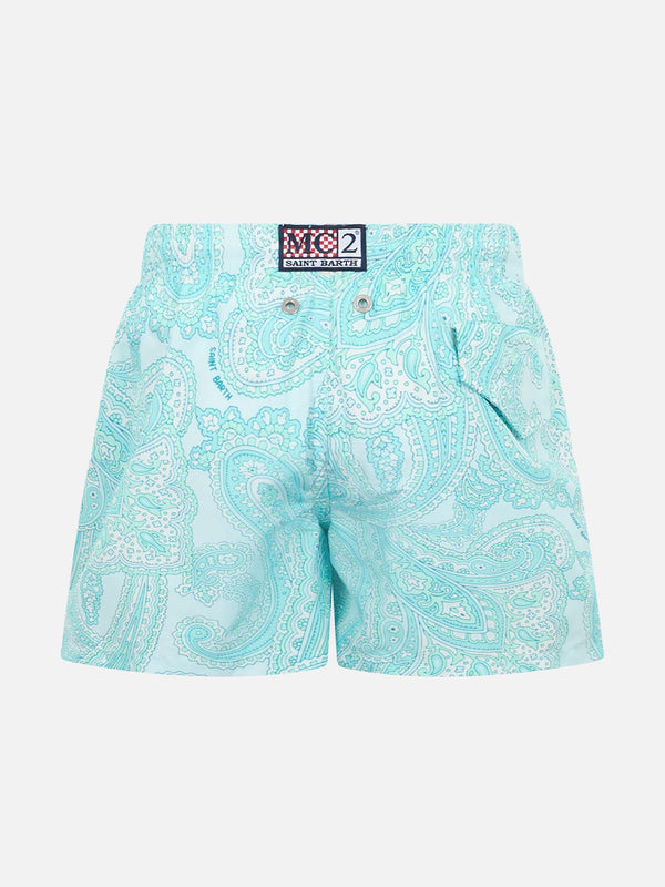 Boy lightweight fabric swim-shorts Jean Lighting 70 with paisley print