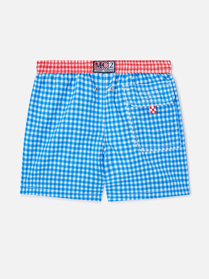 Badehose für Jungen mit Vichykaromuster 
