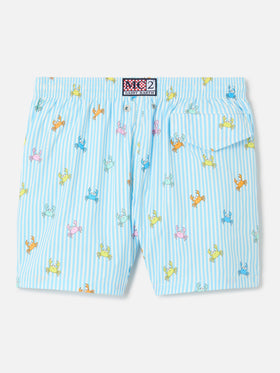 Jean Lighting Stretch swim shorts striped with all-over crabs print