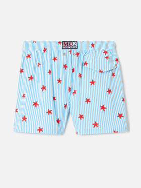 Jean Lighting Stretch swim shorts striped with all-over starfish print