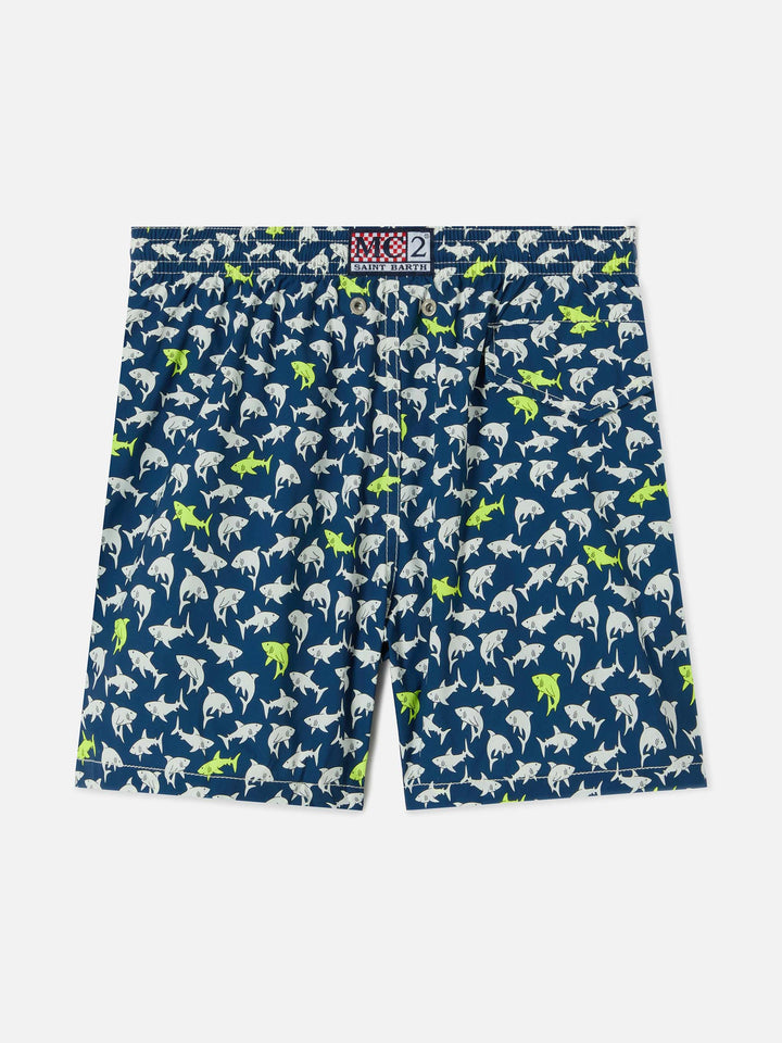 Jean Lighting Stretch swim shorts with all-over sharks print