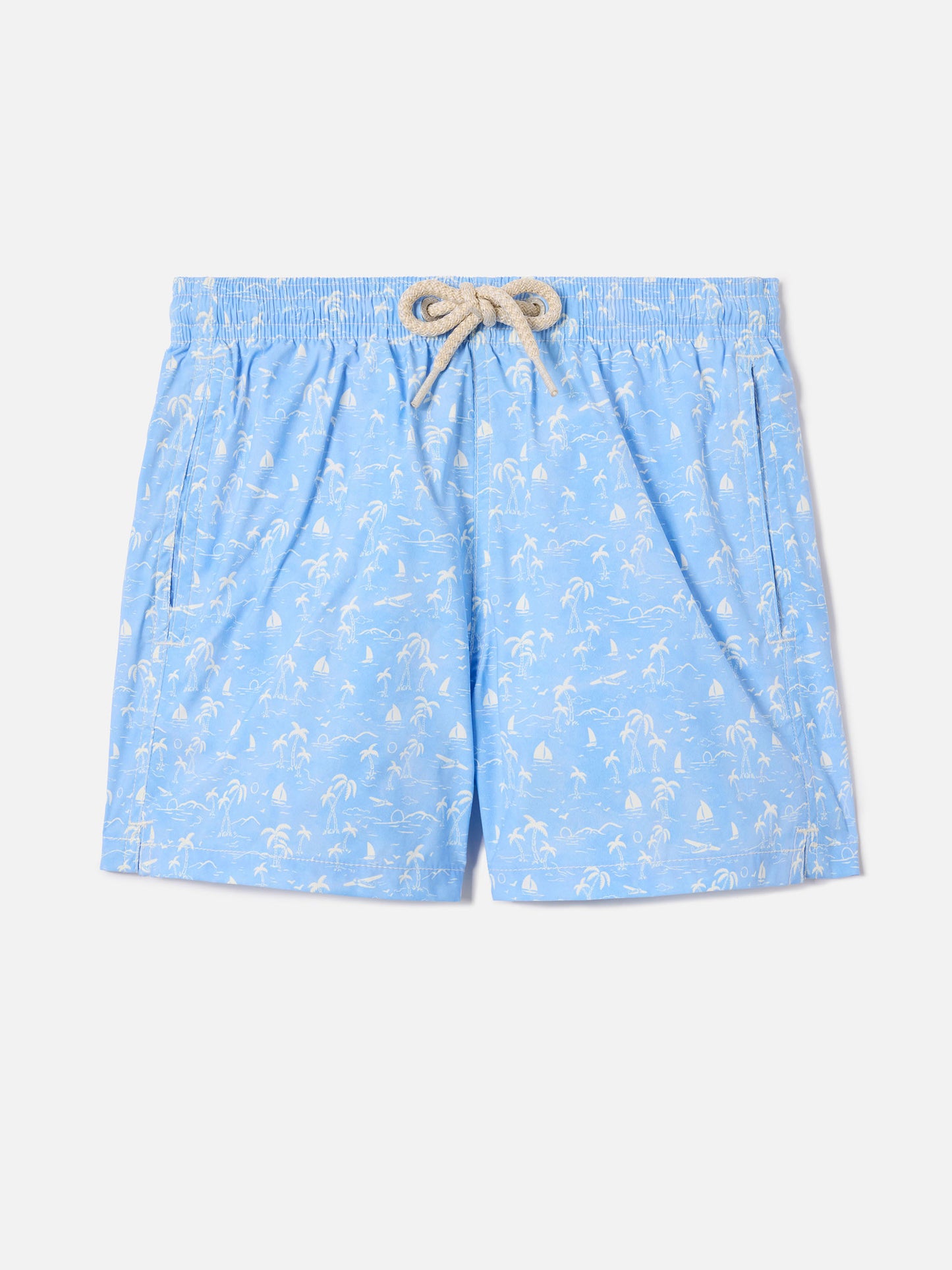 Jean Lighting Stretch swim shorts with all-over Wave Toile de jouy print