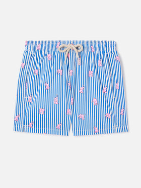 Jean Lighting Stretch swim shorts striped with elephant print