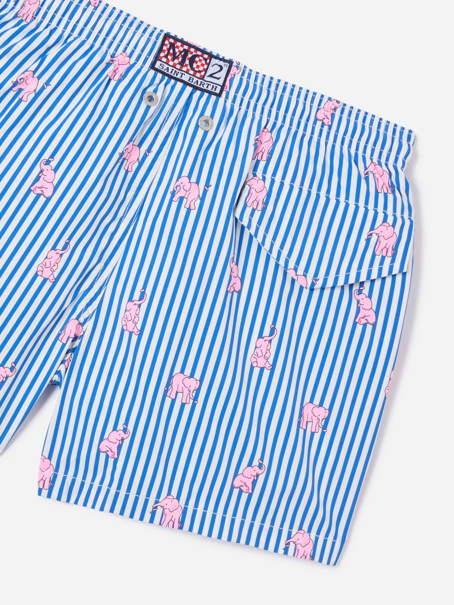 Jean Lighting Stretch swim shorts striped with elephant print