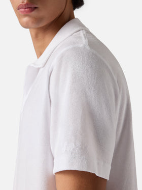 White Jeremy polo in terry-effect cotton