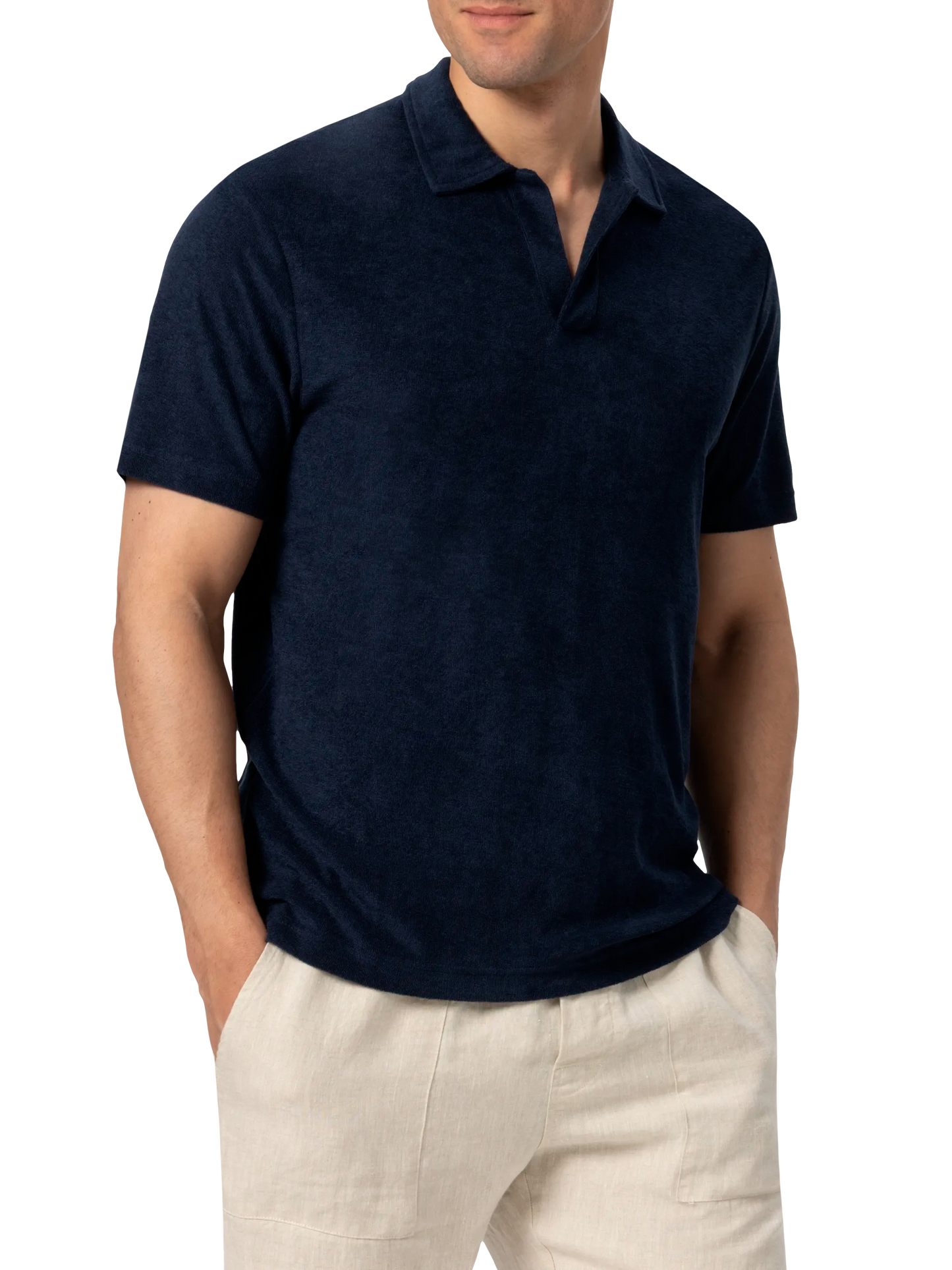 Marineblaues Frottee-Poloshirt „Jeremy“