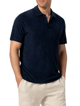 Marineblaues Frottee-Poloshirt „Jeremy“