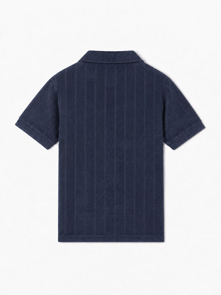 Polo da bambino in spugna blu navy Jeremy Jr con motivo a righe in rilievo