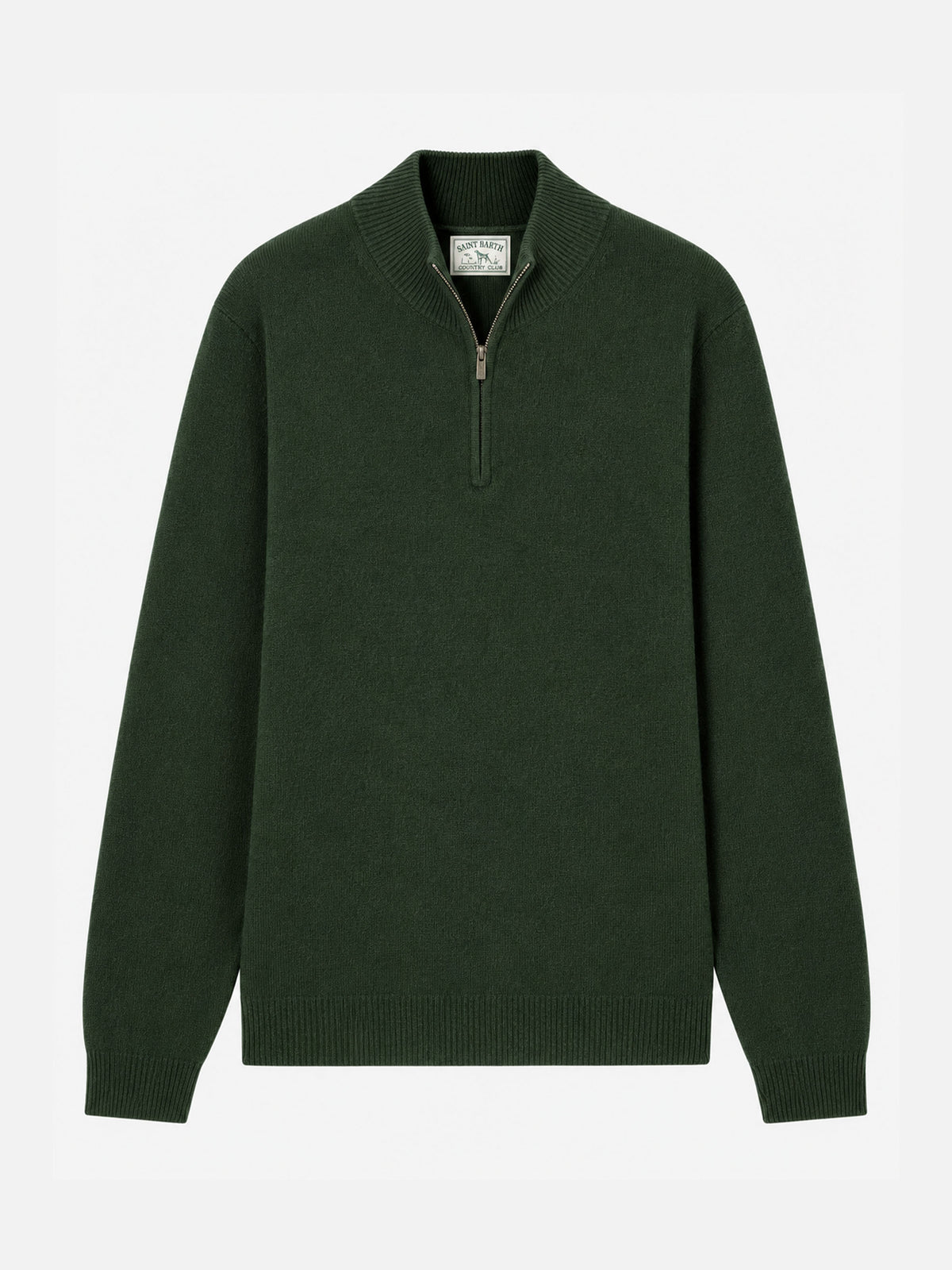 Maglione con mezza zip Jermyn Lambswool verde militare