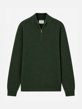Maglione con mezza zip Jermyn Lambswool verde militare