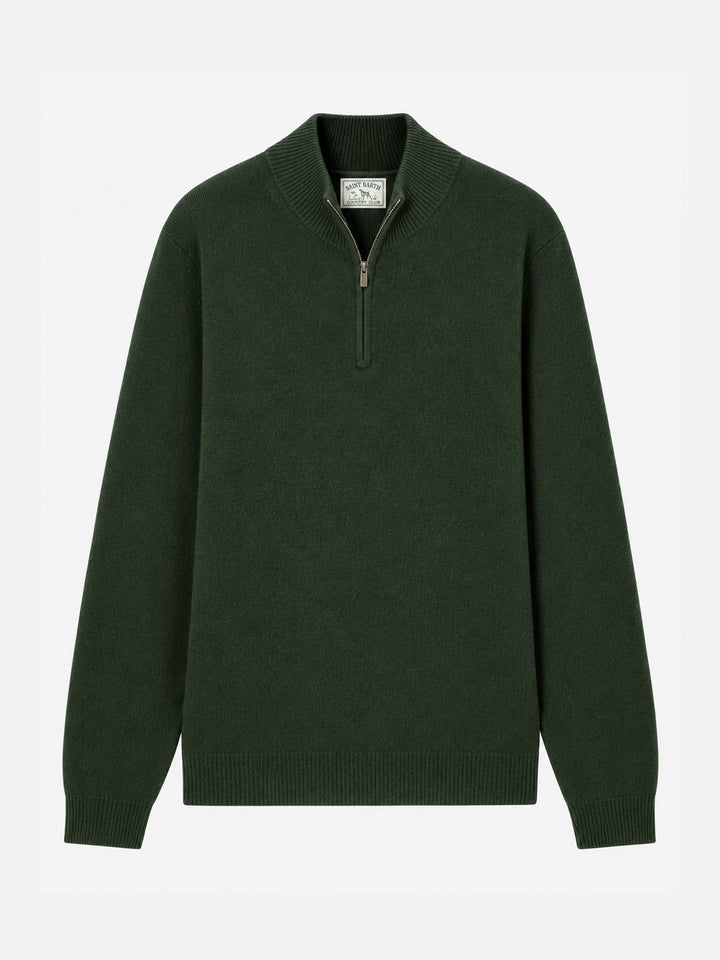 Military green Lambswool Jermyn half-zip sweater