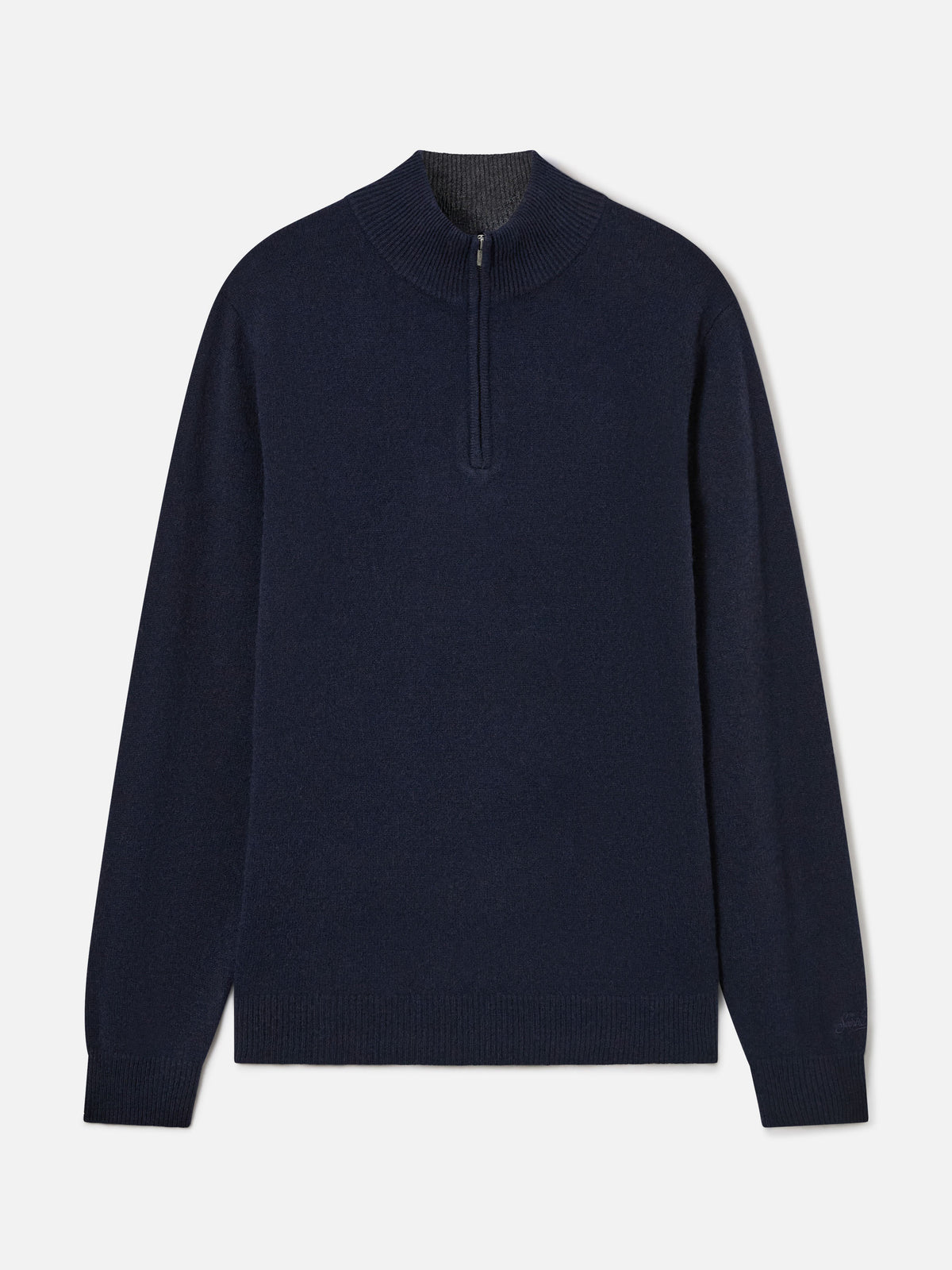 Jersey half zip de lambswool Jermyn Navy blue con cuello en contraste 