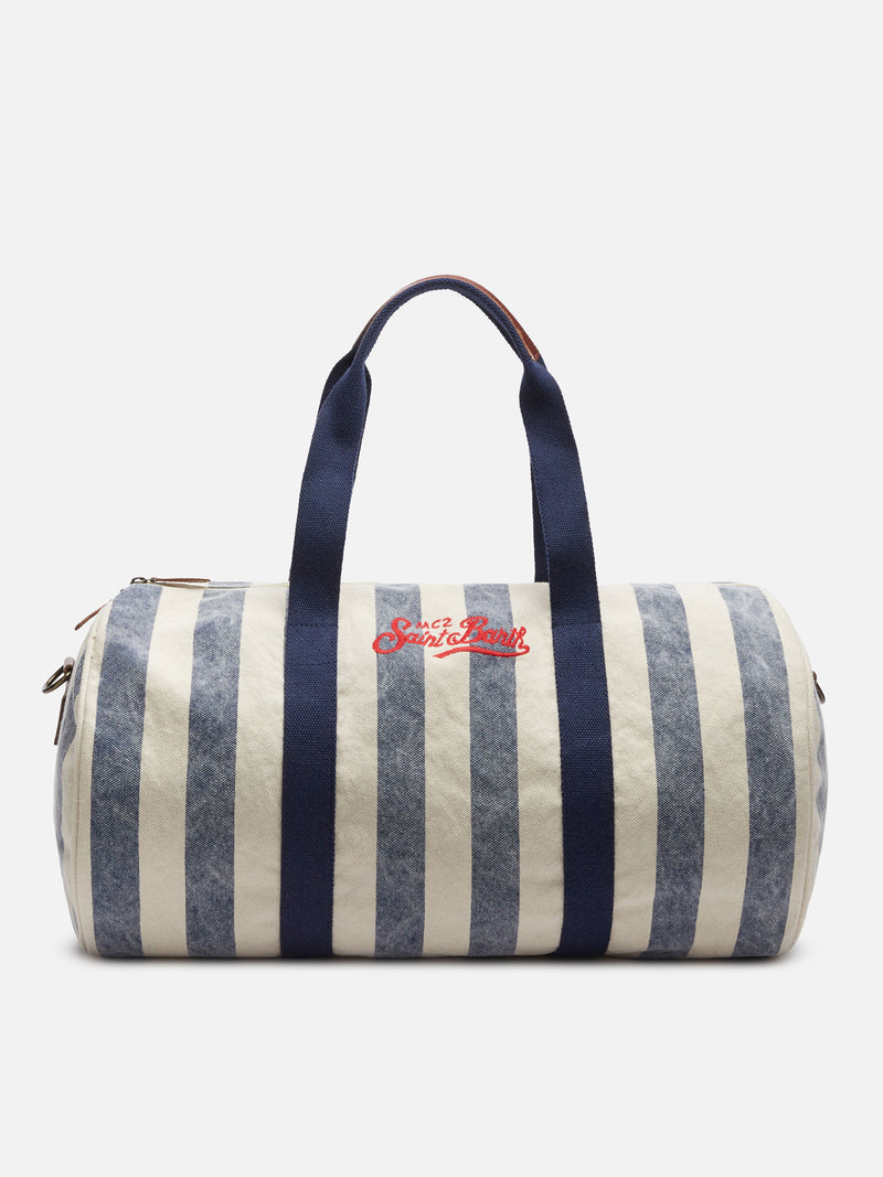 Travel duffel canvas bag Jetleg with striped print