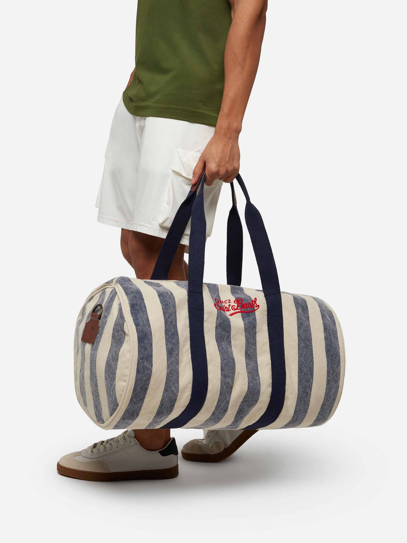 Travel duffel canvas bag Jetleg with striped print