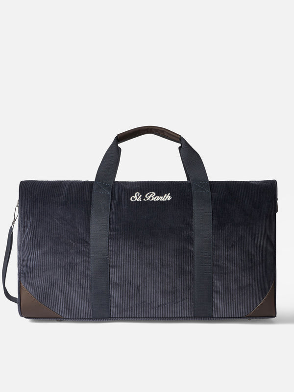 Borsone da viaggio in velluto a coste blu navy Jetleg