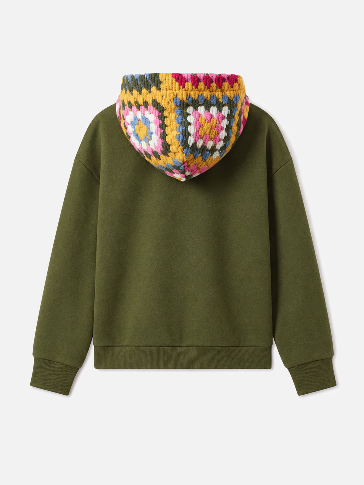 Grüner Jeune Jr Hoodie mit Häkelmuster 