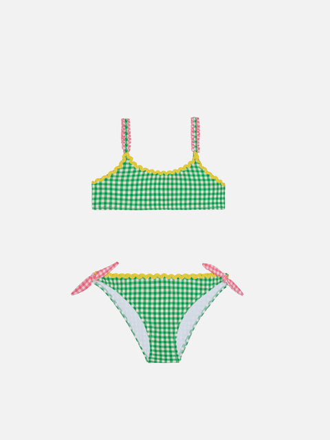Girl top bikini with gingham print - MC2 Saint Barth