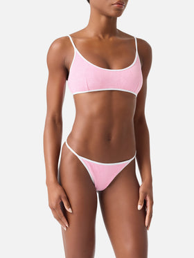 Pink Juliane String terry bikini with piping | Special Edition