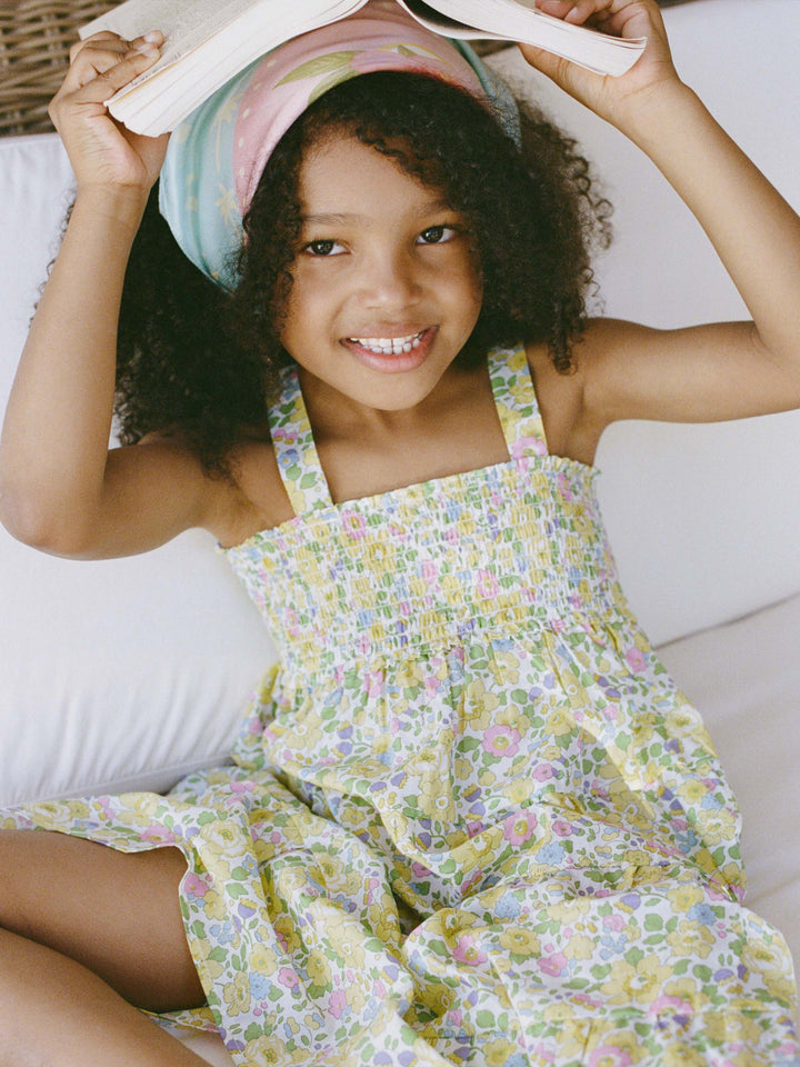Robe fille en coton Jemine Jr avec imprimé Betsy | MADE WITH LIBERTY FABRIC 