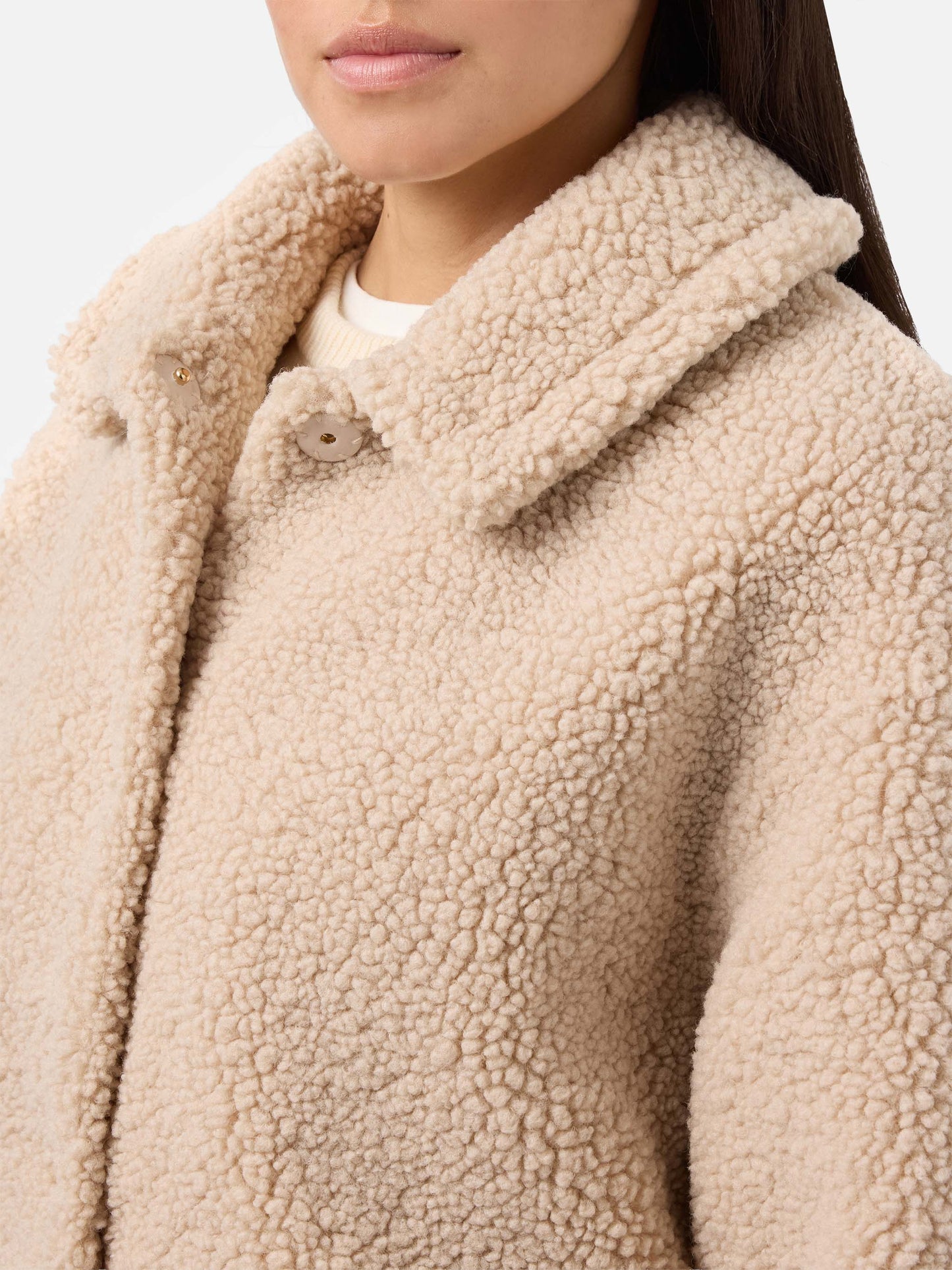 Bomber Jeanne in teddy con patch sul retro