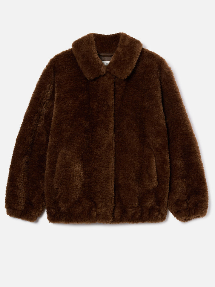 Chaqueta teddy Jeanne marrón con bordado del logo 