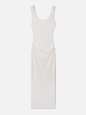 Midi Jennifer dress in cream ribbed stretch cotton fabric