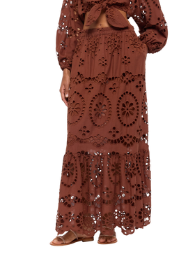 Jenny camel brown cotton Sangallo skirt - MC2 Saint Barth