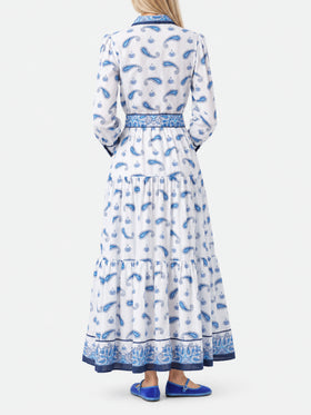 Robe Jensen en coton à motif cachemire bleu 