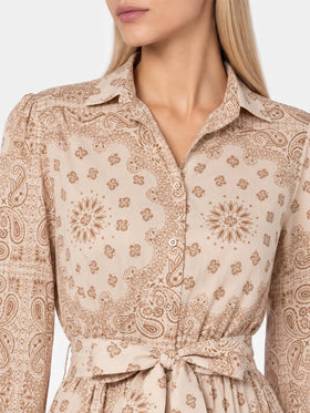 Beige bandana Jensen cotton dress