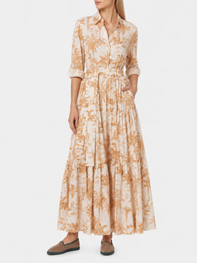 Abito lungo Jensen in cotone con stampa Toile de Jouy