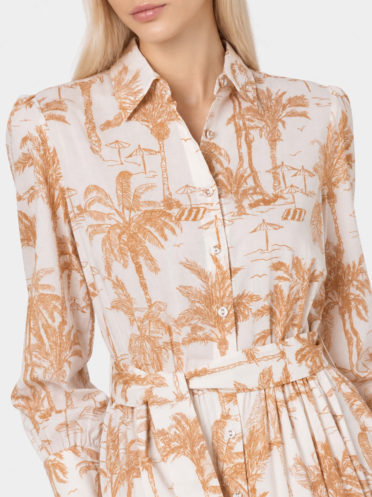 Abito lungo Jensen in cotone con stampa Toile de Jouy