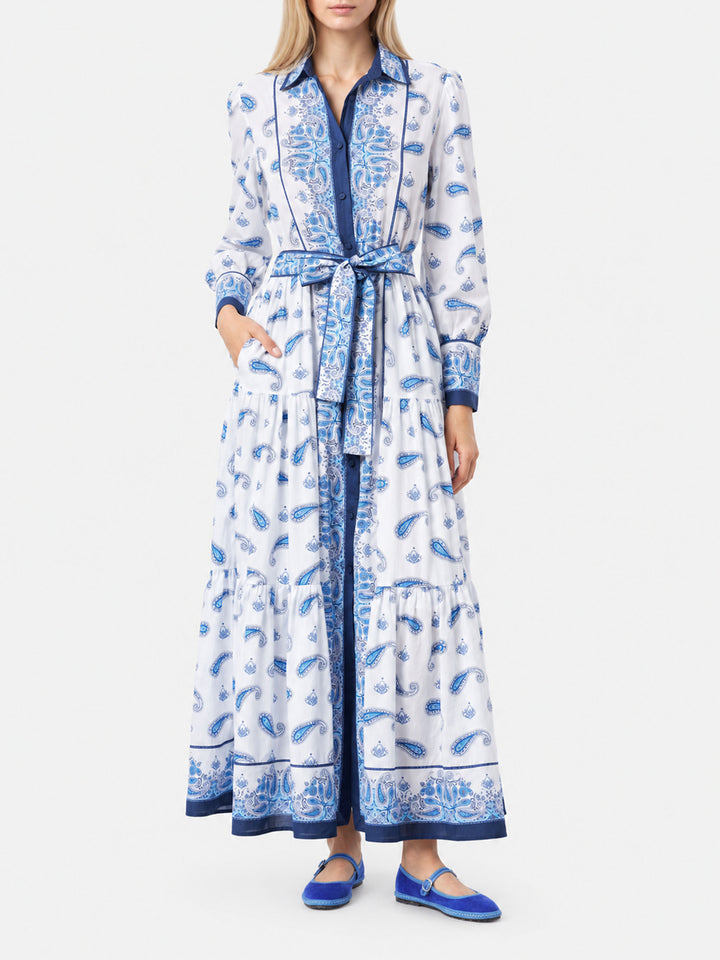 Jensen cotton long dress with paisley print