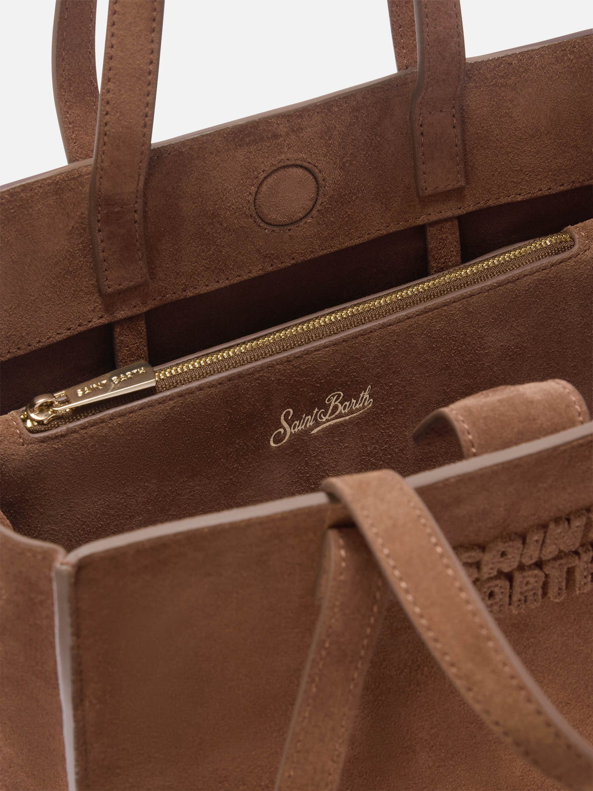 Brown Medium Jour suede bag with logo embroidery