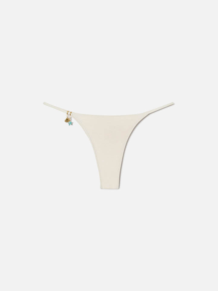 Salina Jodene beige and gold glossy finish bikini with charms