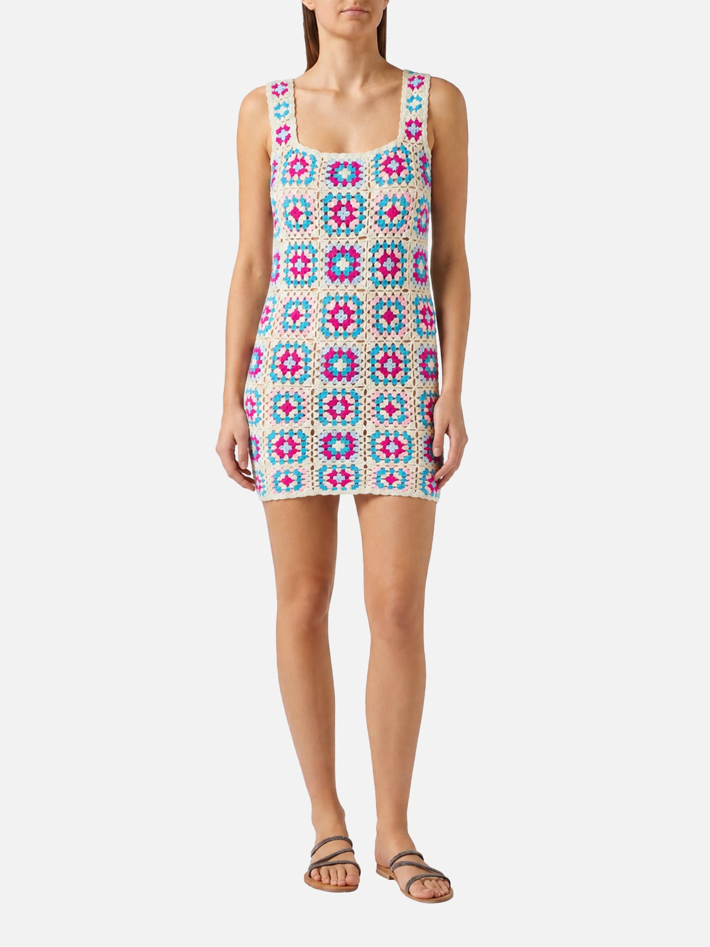 Multicolor Jaisal crochet cotton dress