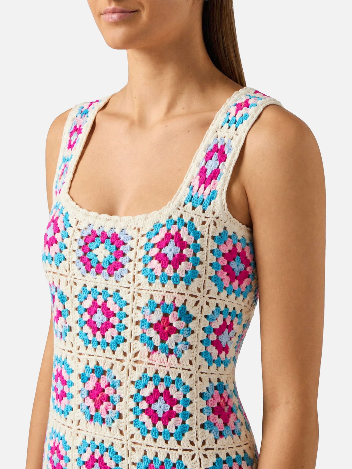 Multicolor Jaisal crochet cotton dress