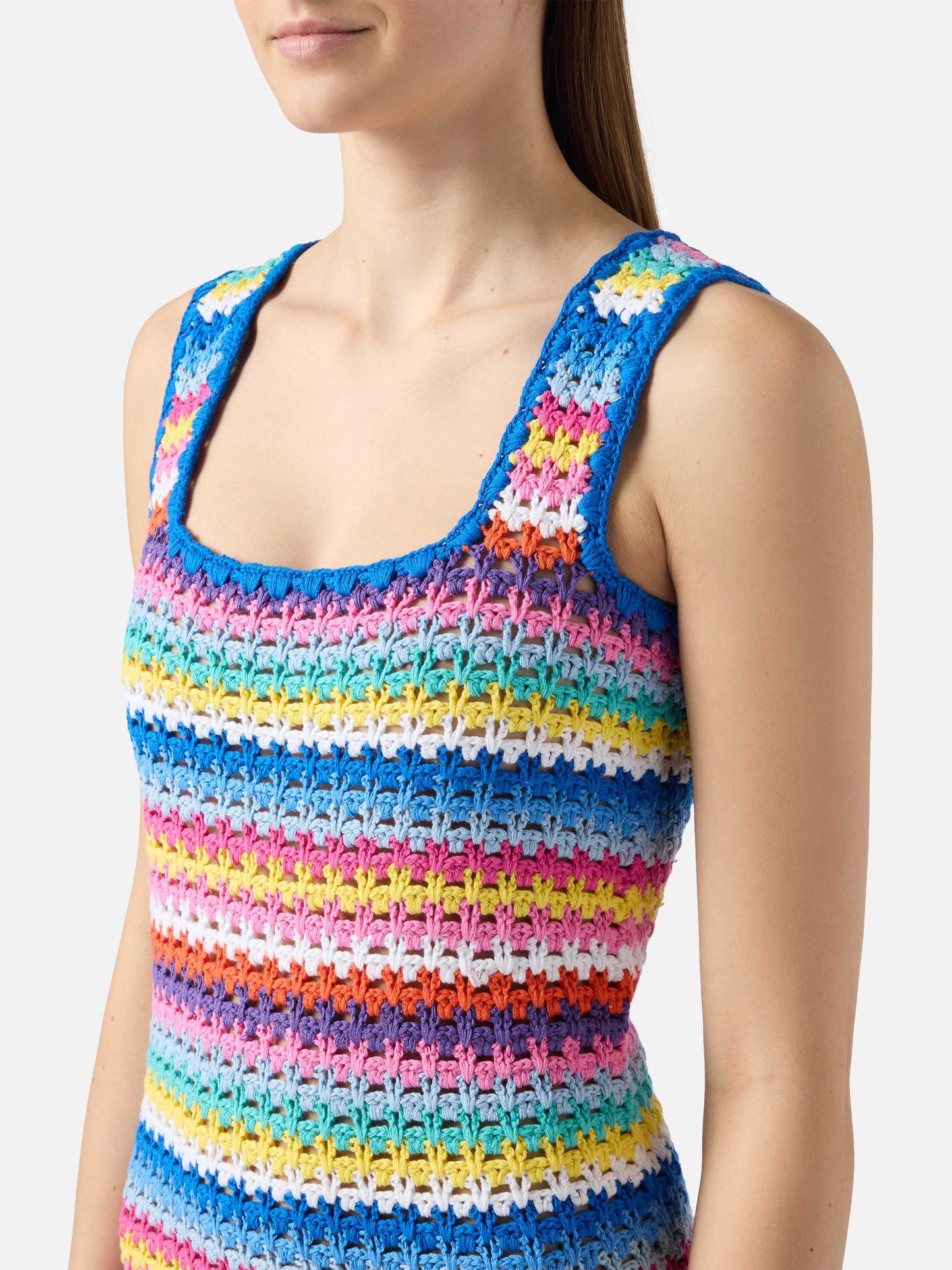 Abito mini Jaisal in cotone crochet