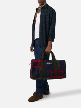 Bolsa de viaje Jetleg en denim patchwork y tartán con detalles en piel sintética 