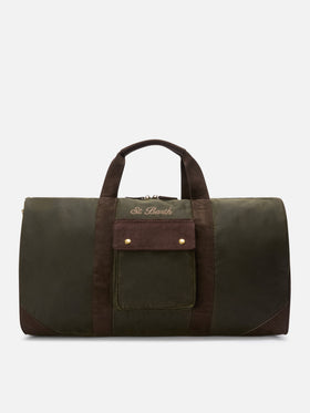 Military green Jetleg waxed duffle bag with logo embroidery