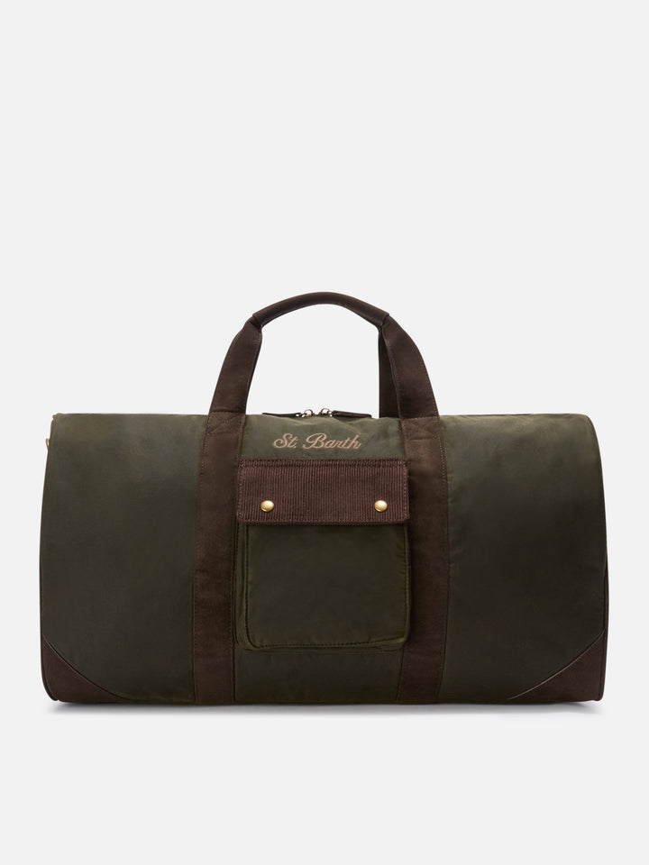 Sac de voyage Jetleg ciré vert militaire avec broderie logo 
