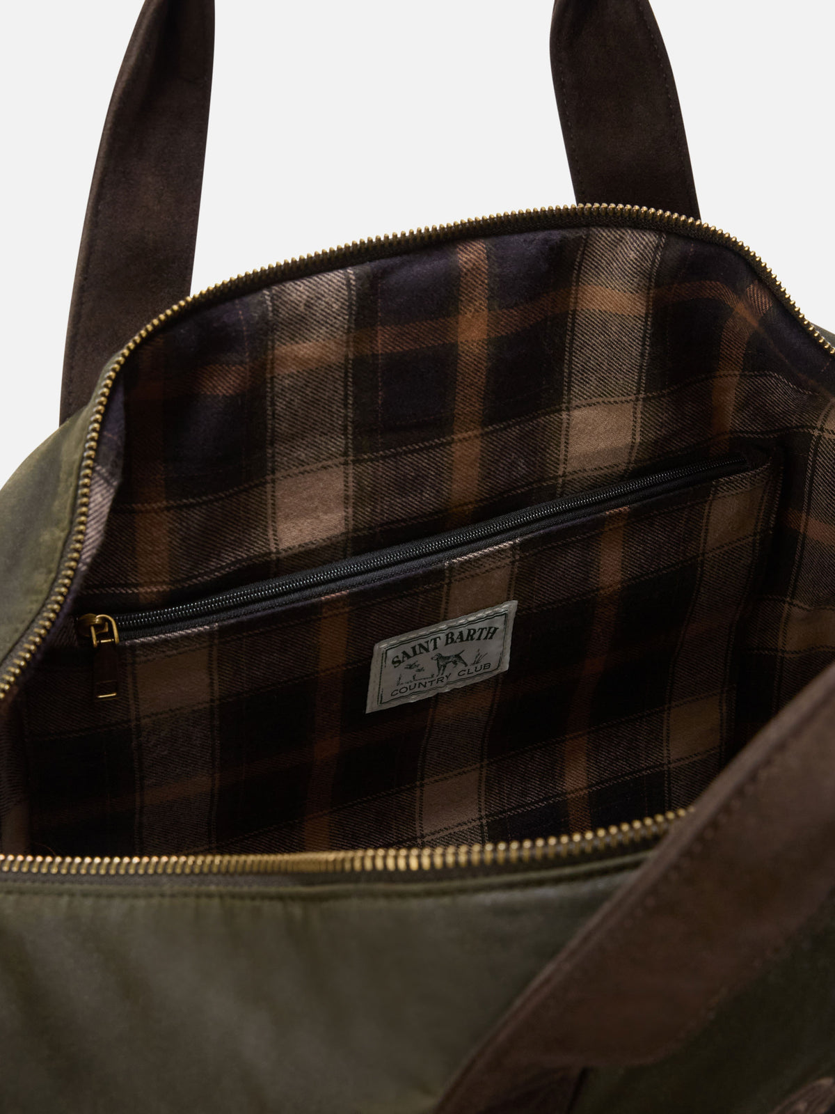 Military green Jetleg waxed duffle bag with logo embroidery
