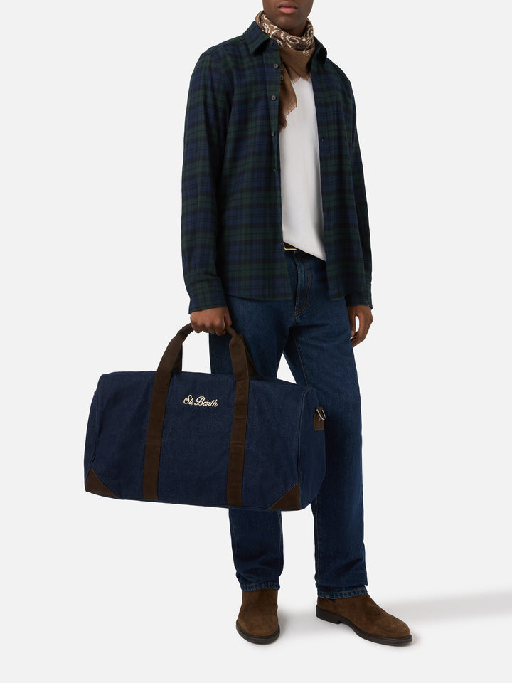 Borsone Jetleg blu in denim con ricamo logo